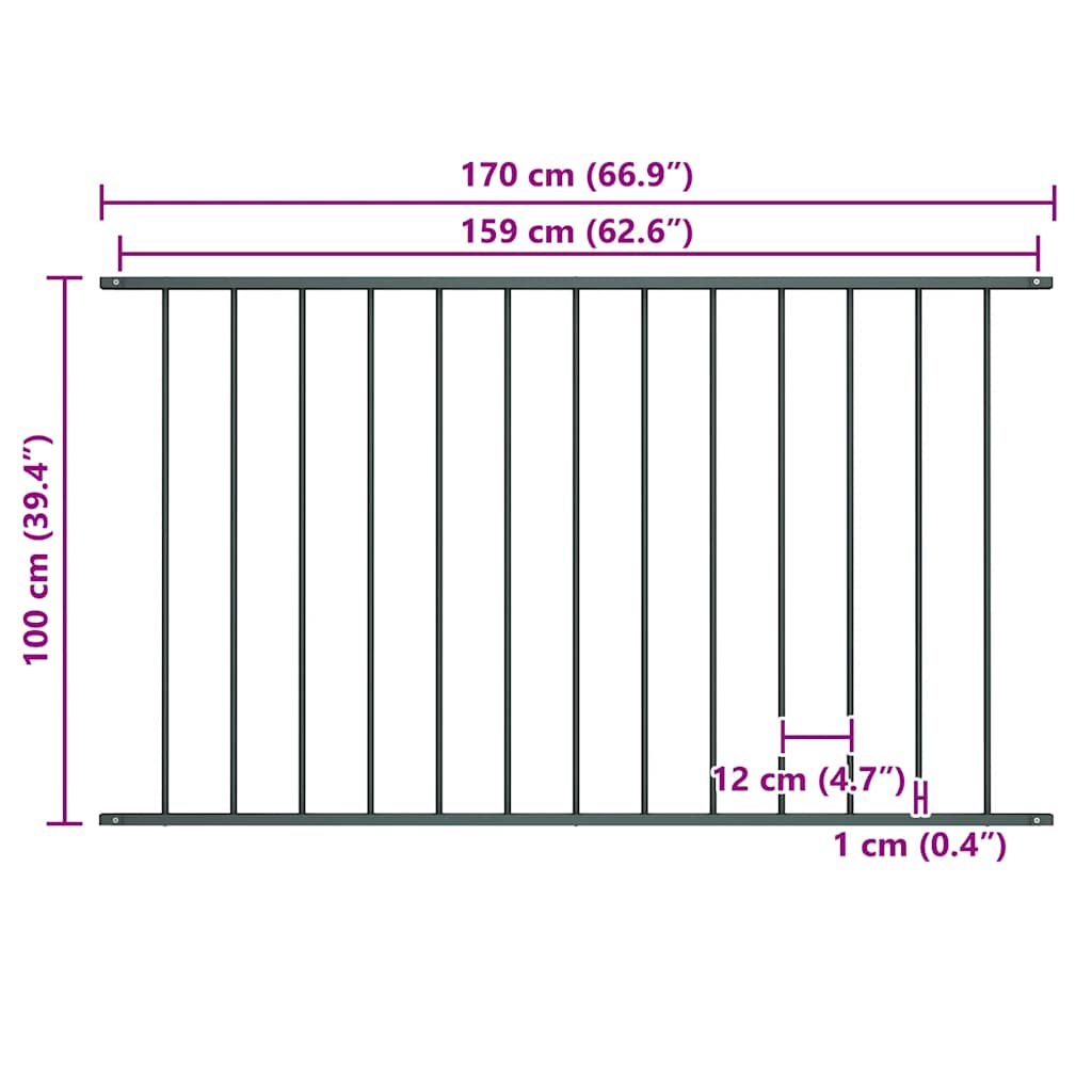 vidaXL Panel ogrodzeniowy Woerden stal malowana proszkowo 1,7x1 m Antracyt