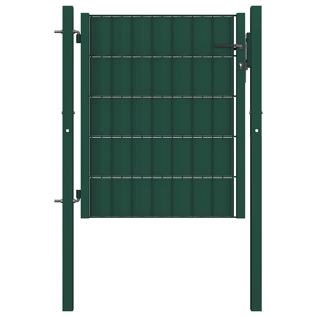 vidaXL Brama ogrodzeniowa PVC i stalowa 100x81 cm zielona