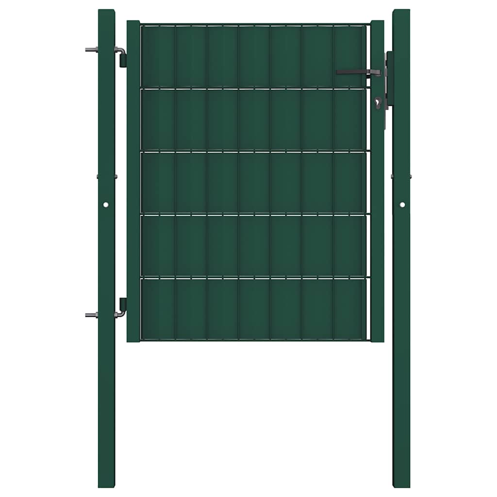 vidaXL Brama ogrodzeniowa PVC i stalowa 100x100 cm zielona