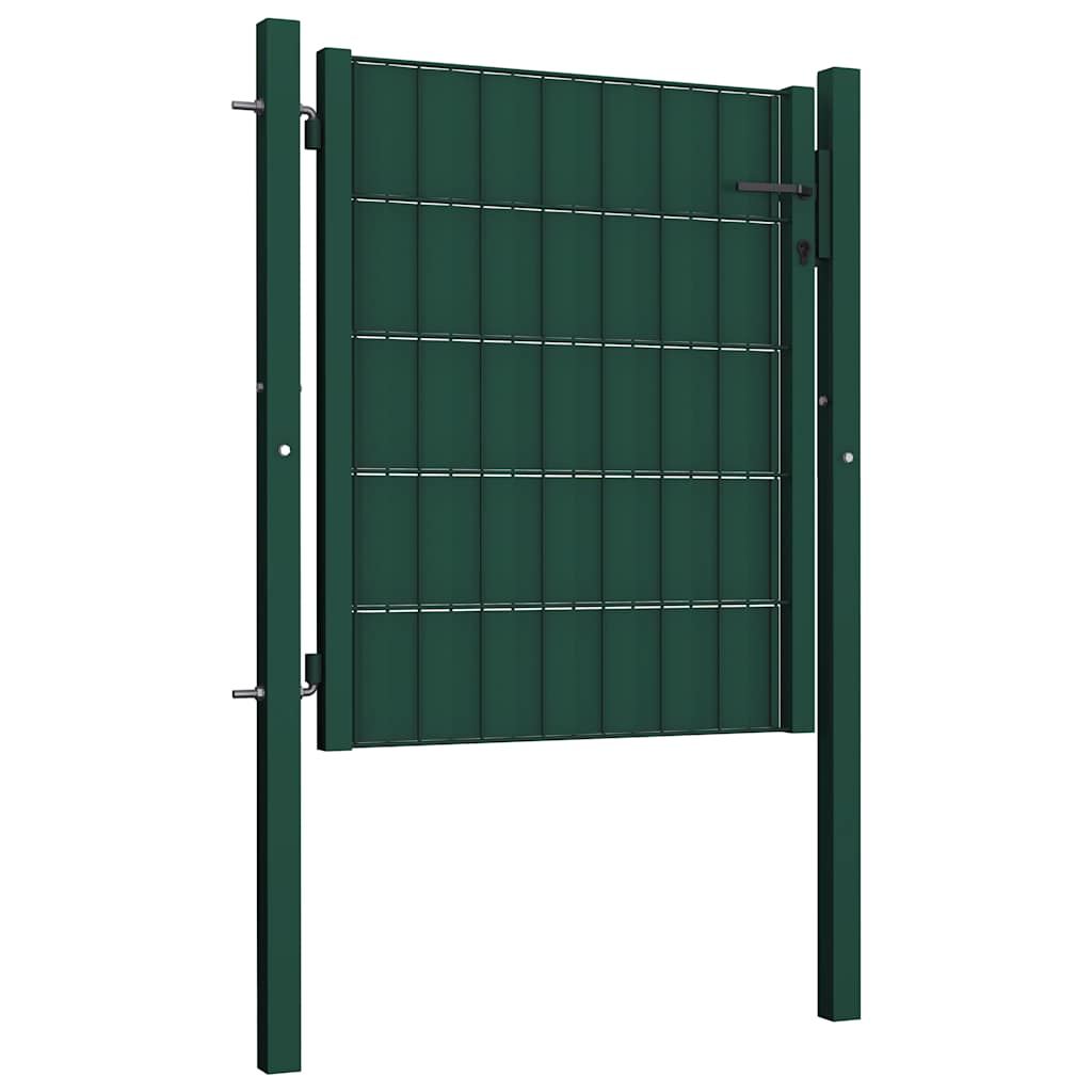 vidaXL Brama ogrodzeniowa PVC i stalowa 100x100 cm zielona