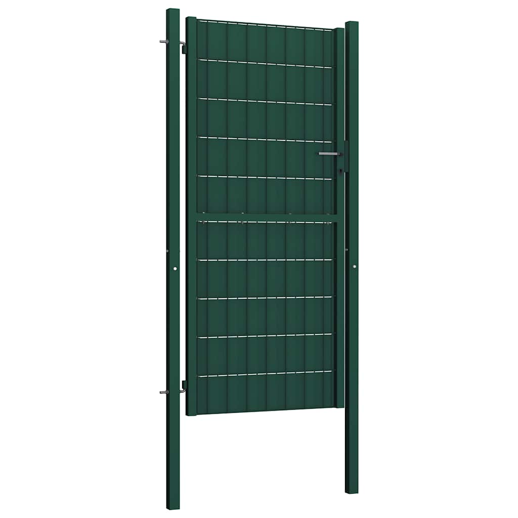 vidaXL Brama ogrodzeniowa PVC i stalowa 100x124 cm zielona