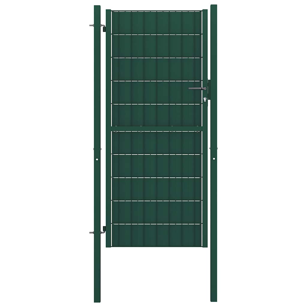 vidaXL Brama ogrodzeniowa PVC i stalowa 100x164 cm zielona