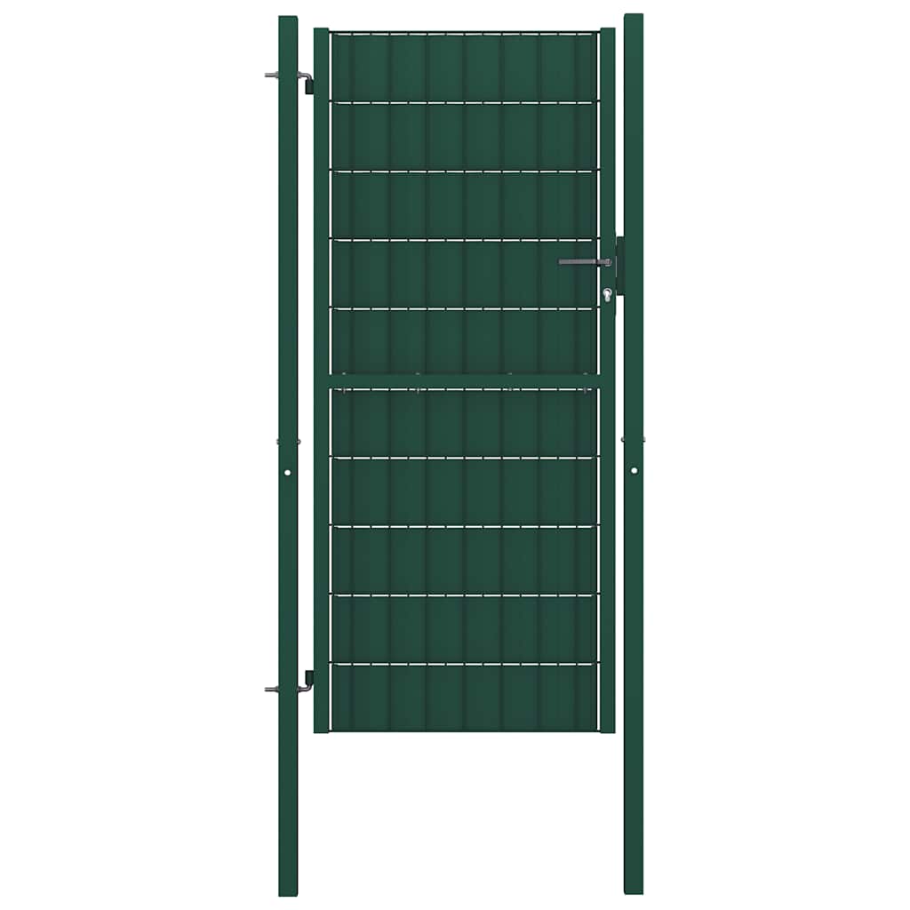 vidaXL Brama ogrodzeniowa PVC i stalowa 100x204 cm zielona