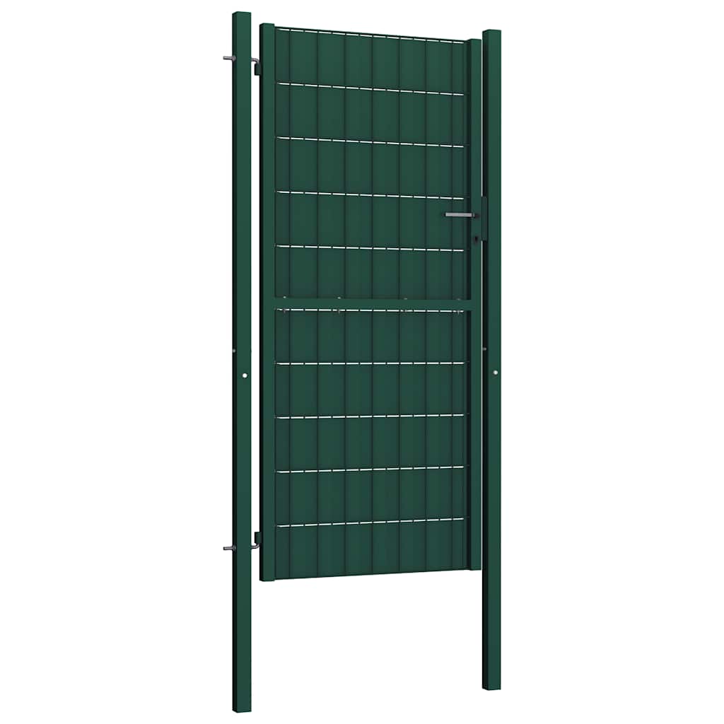 vidaXL Brama ogrodzeniowa PVC i stalowa 100x204 cm zielona