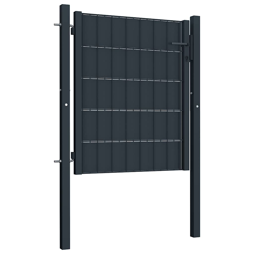 vidaXL Brama ogrodzeniowa PVC i stal 100x100 cm Antracyt