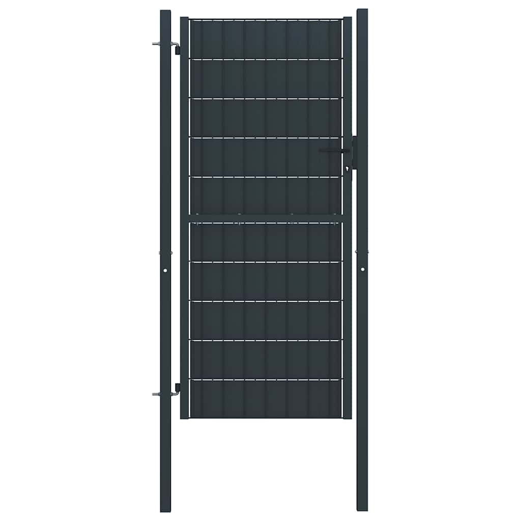 vidaXL Brama ogrodzeniowa PVC i stalowa 100x124 cm Antracyt