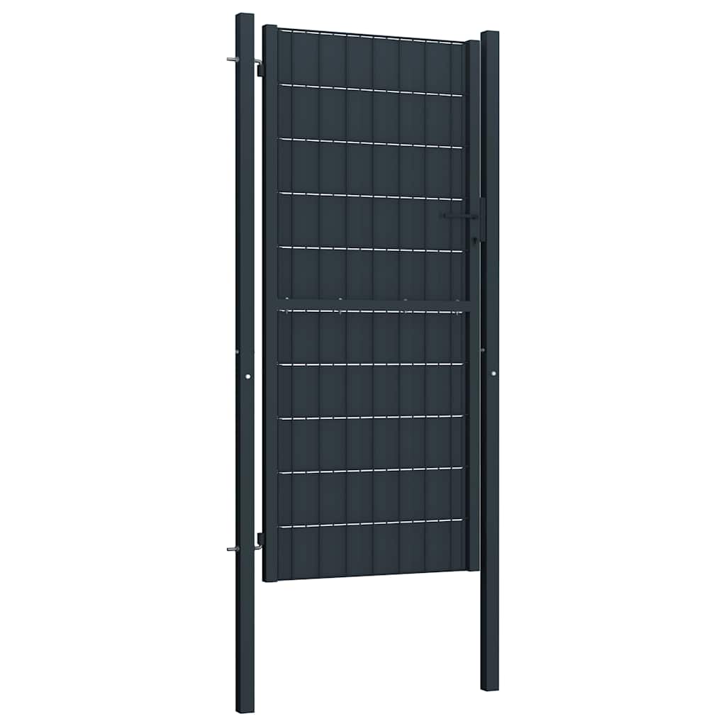 vidaXL Brama ogrodzeniowa PVC i stalowa 100x124 cm Antracyt