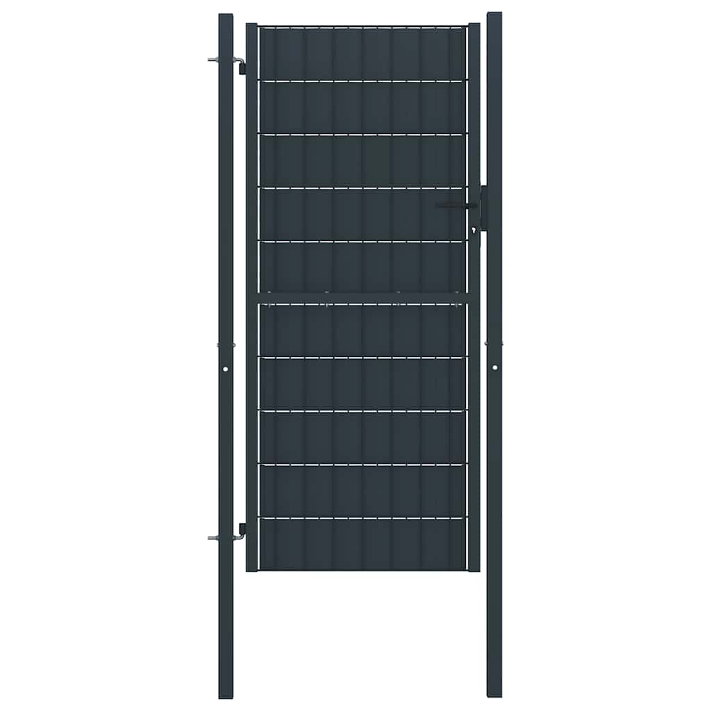 vidaXL Brama ogrodzeniowa PVC i stalowa 100x164 cm Antracyt