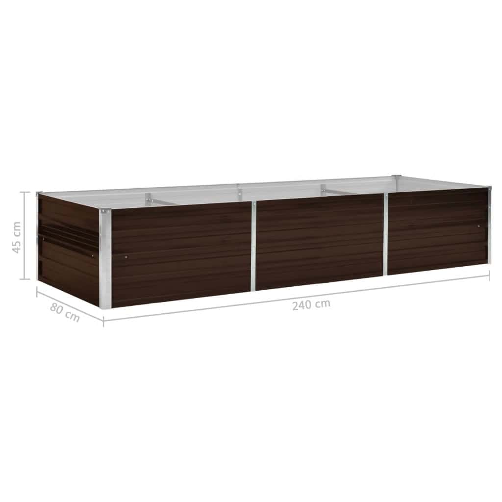 vidaXL Podwyższona donica, brązowa, 240x80x45 cm, galwanizowana stal