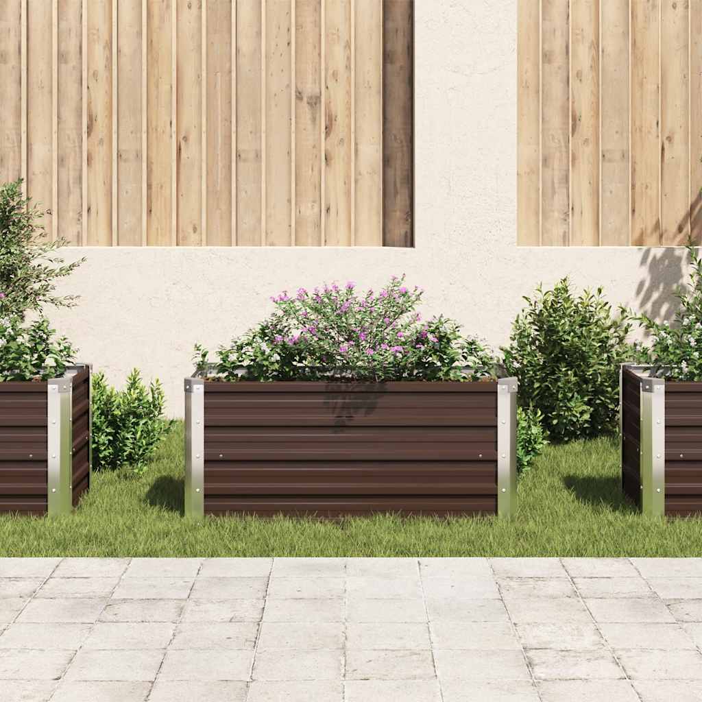 vidaXL Podwyższona donica, brązowa, 100x40x45 cm, galwanizowana stal