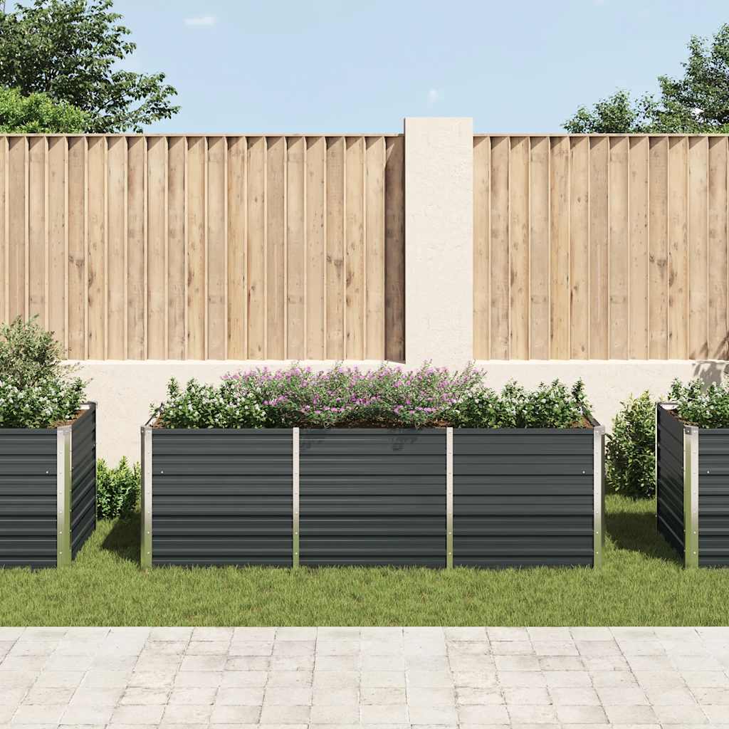 vidaXL Podwyższona donica, antracyt, 240x80x77 cm, galwanizowana stal