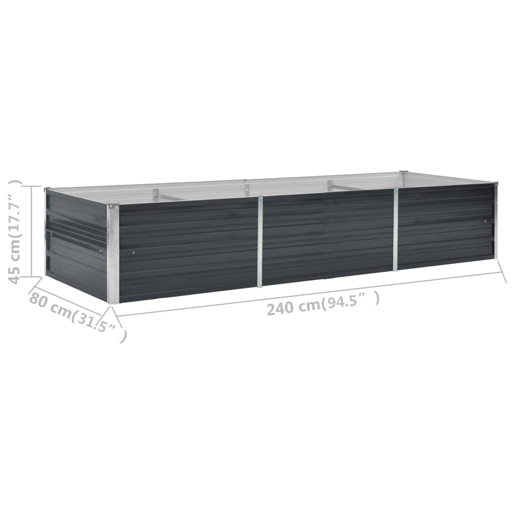 vidaXL Podwyższona donica, antracyt, 240x80x45 cm, galwanizowana stal