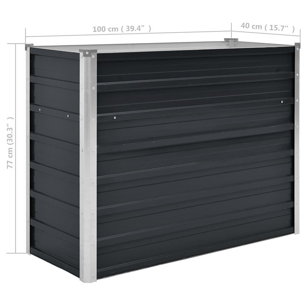 vidaXL Podwyższona donica, antracyt, 100x40x77 cm, galwanizowana stal