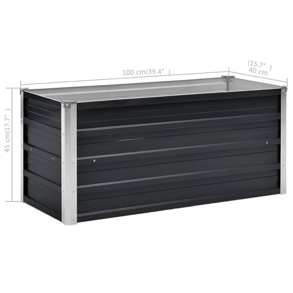 vidaXL Podwyższona donica, antracyt, 100x40x45 cm, galwanizowana stal
