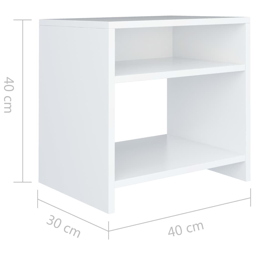 vidaXL Szafka nocna, biała, 40x30x40 cm, materiał drewnopochodny