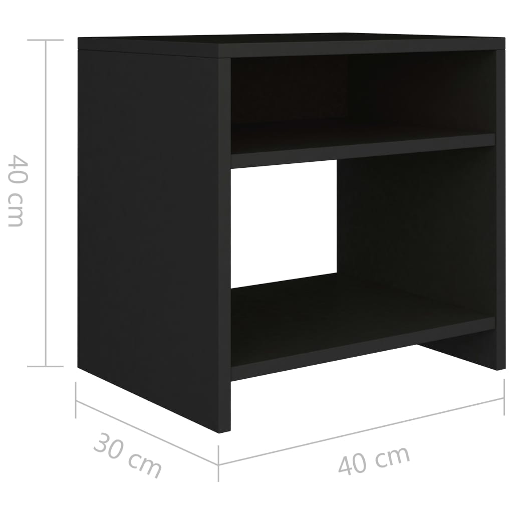 vidaXL Szafki nocne 2 szt. czarne 40x30x40 cm, materiał drewnopochodny