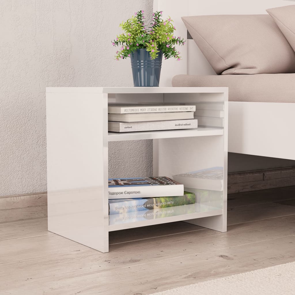 vidaXL Szafka nocna, wysoki połysk, biała, 40x30x40 cm