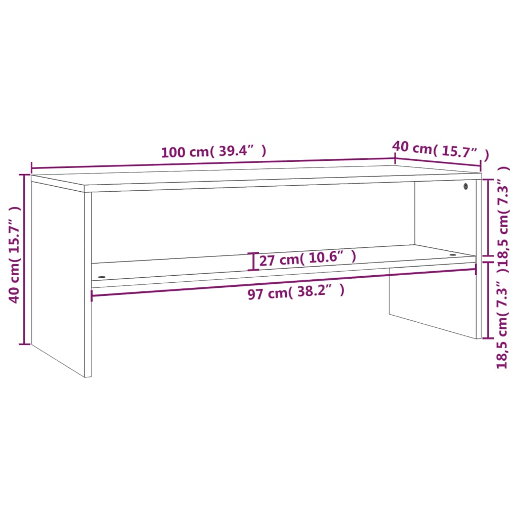 vidaXL Szafka pod TV, biała, 100x40x40 cm, materiał drewnopochodny
