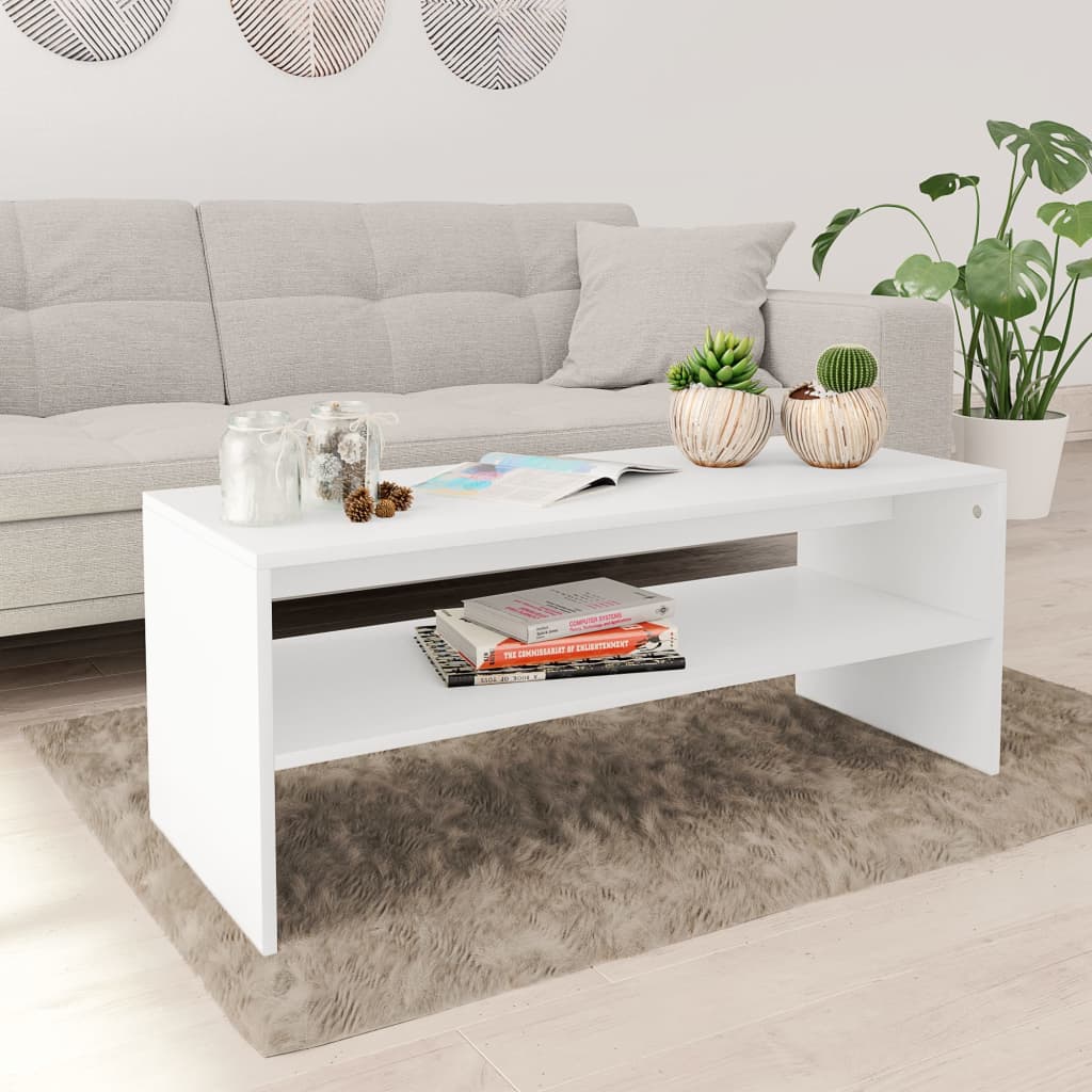 vidaXL Stolik kawowy, biały, 100x40x40 cm, materiał drewnopochodny