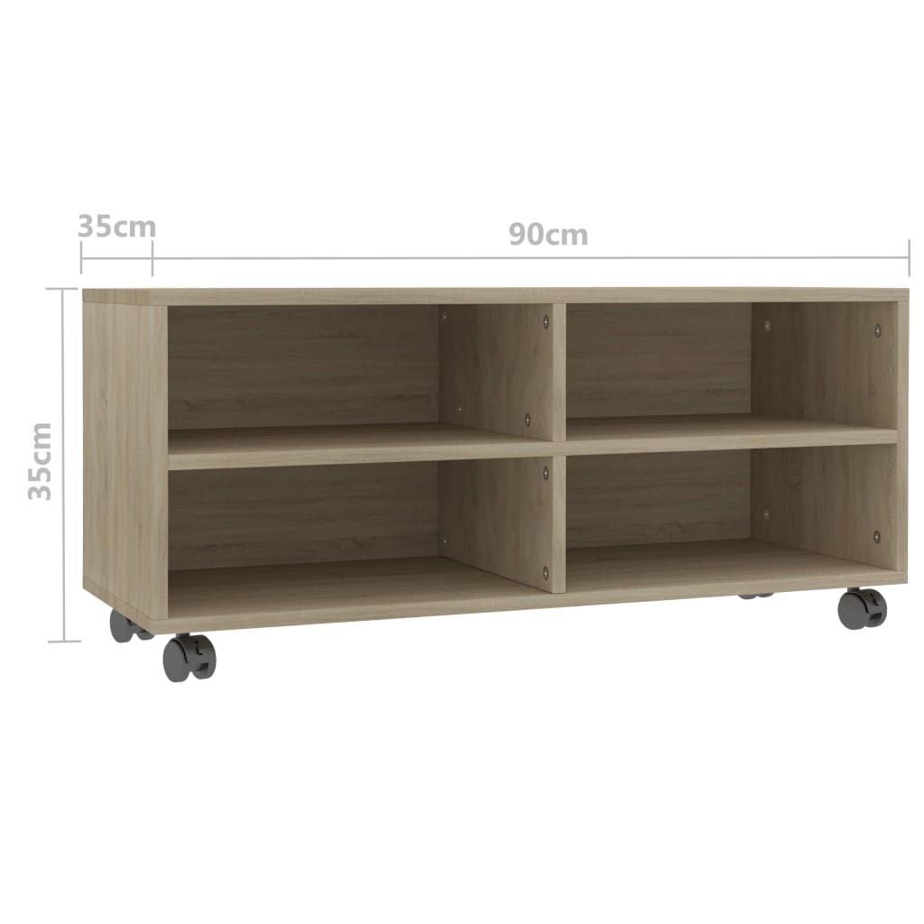 vidaXL Szafka pod TV, dąb sonoma, 90x35x35 cm, materiał drewnopochodny