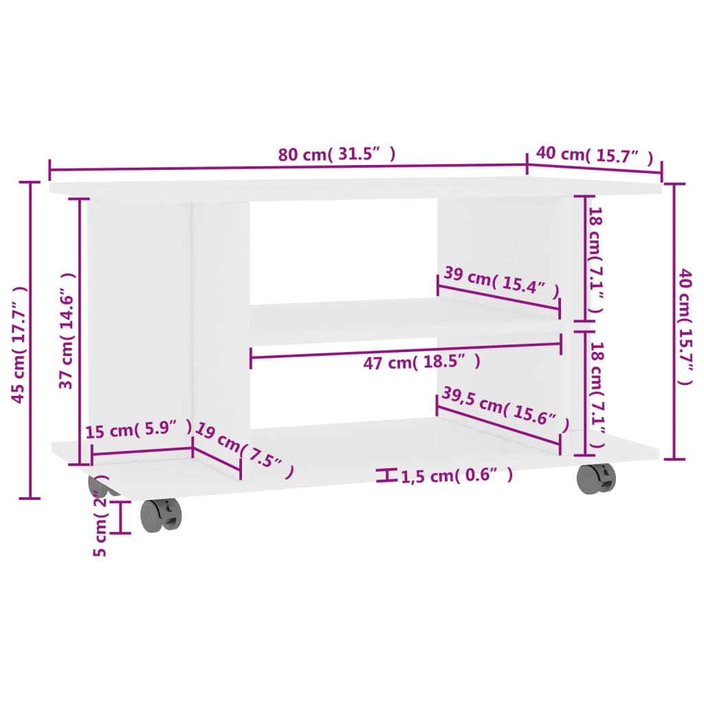 vidaXL Szafka pod TV, biała, 80x40x45 cm, materiał drewnopochodny