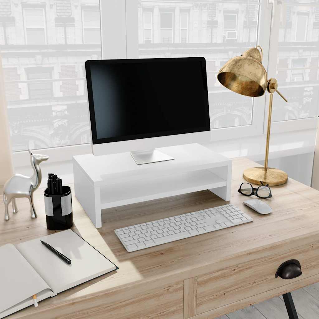 vidaXL Podstawka na monitor, biała, 42x24x13 cm materiał drewnopochodny