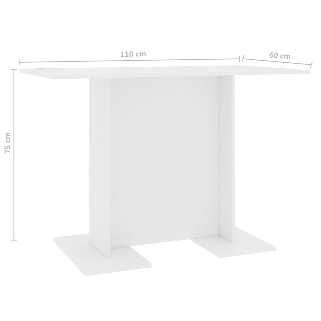 vidaXL Stół jadalniany, biały, 110x60x75 cm, materiał drewnopochodny