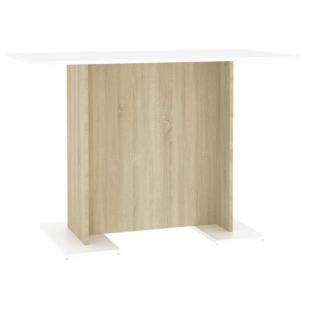 vidaXL Stół, biel i dąb sonoma, 110x60x75 cm, materiał drewnopochodny