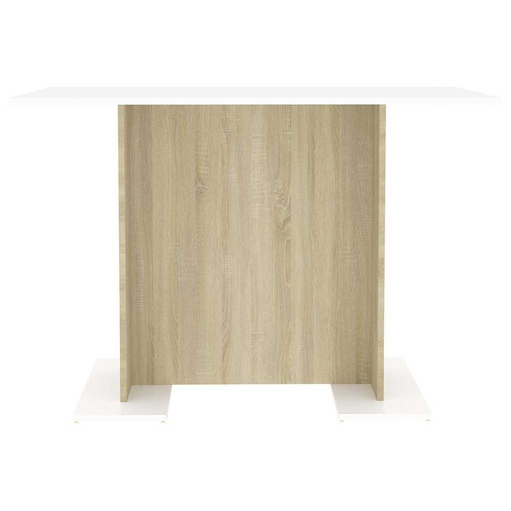 vidaXL Stół, biel i dąb sonoma, 110x60x75 cm, materiał drewnopochodny