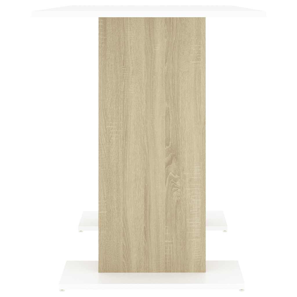 vidaXL Stół, biel i dąb sonoma, 110x60x75 cm, materiał drewnopochodny