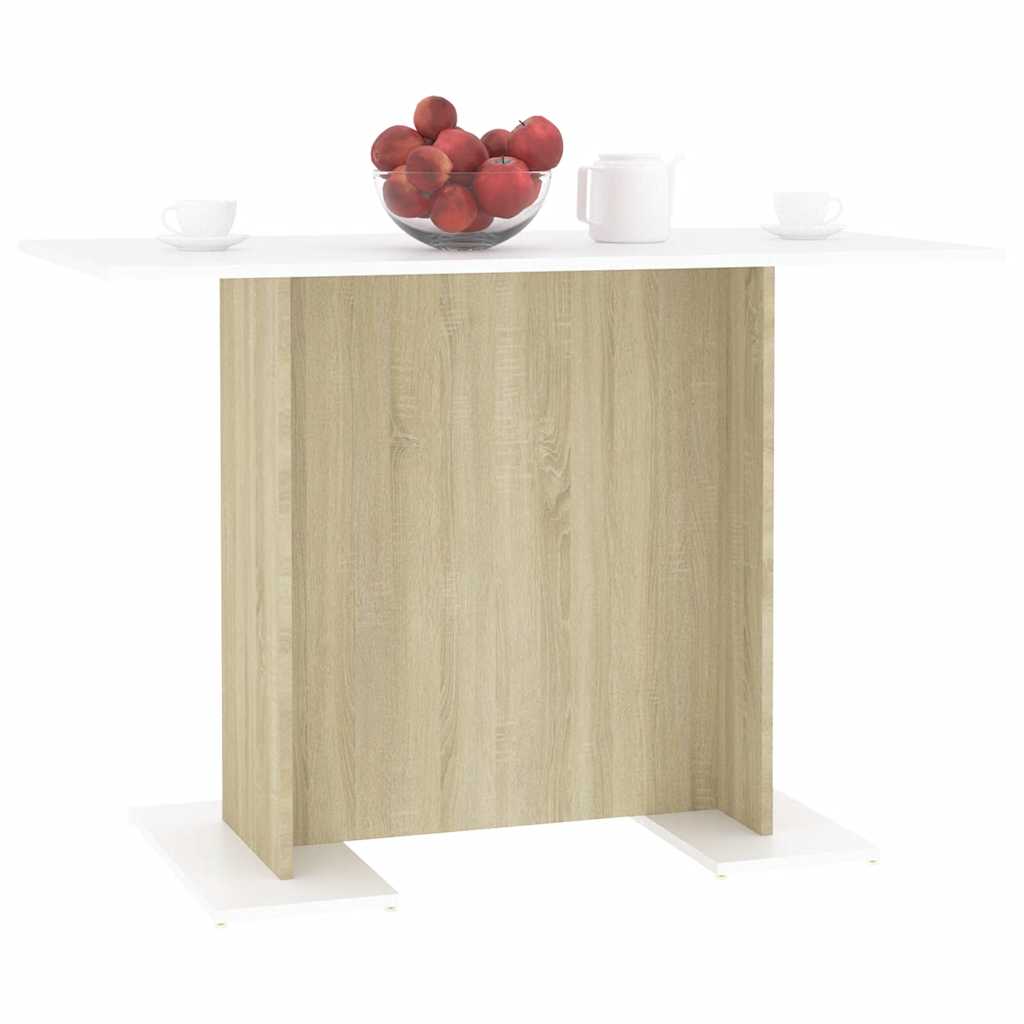 vidaXL Stół, biel i dąb sonoma, 110x60x75 cm, materiał drewnopochodny