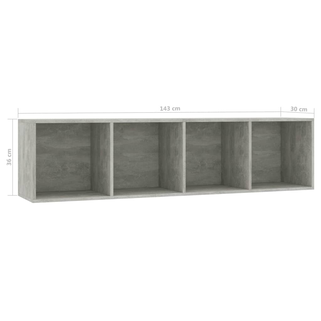 vidaXL Regał na książki/szafka TV, betonowy szary, 143x30x36 cm