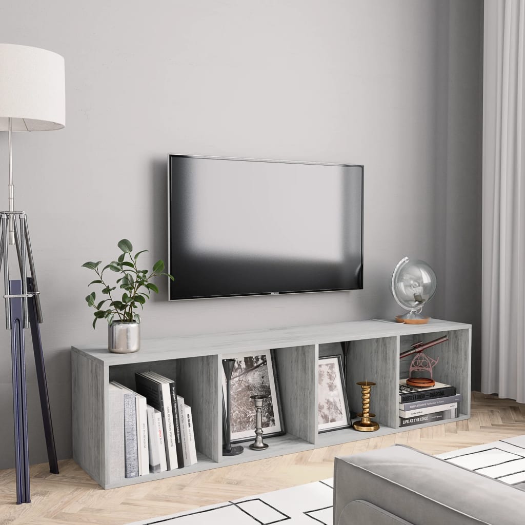 vidaXL Regał na książki/szafka TV, betonowy szary, 143x30x36 cm
