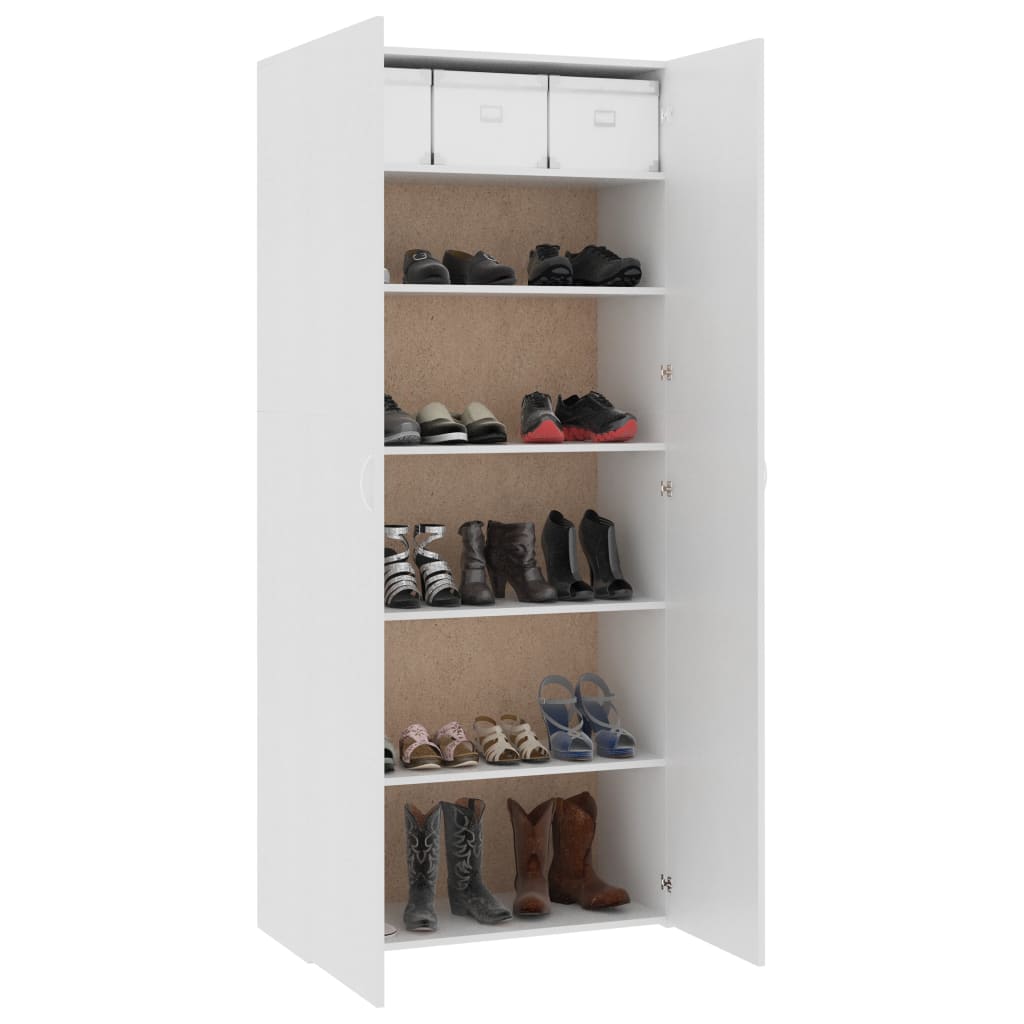 vidaXL Szafka na buty, biała, 80x35,5x180 cm, materiał drewnopochodny