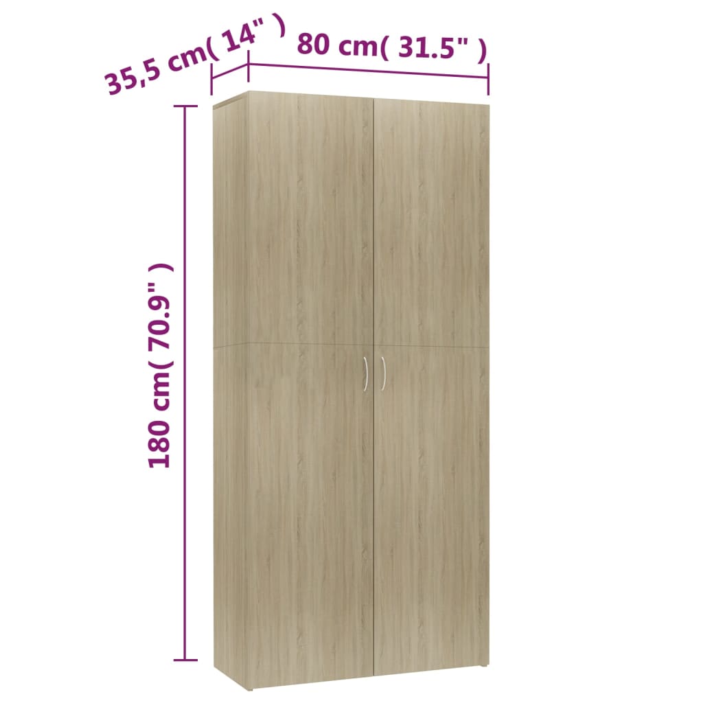 vidaXL Szafka na buty, dąb sonoma, 80x35,5x180 cm