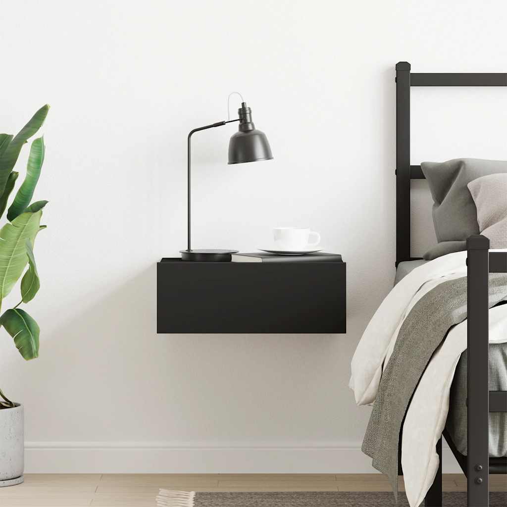 vidaXL Wisząca szafka nocna, czarna 40x30x15cm materiał drewnopochodny
