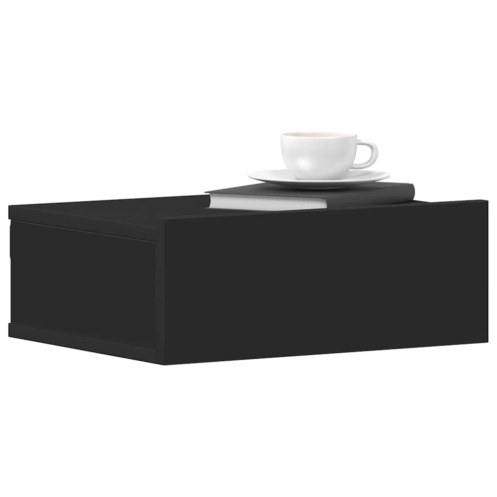 vidaXL Wisząca szafka nocna, czarna 40x30x15cm materiał drewnopochodny
