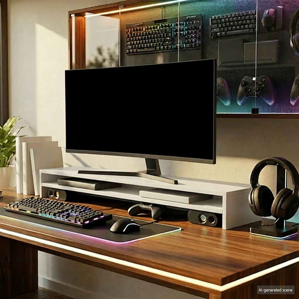 vidaXL Podstawka na monitor, biała, 100x24x13 cm, materiał drewnopochodny