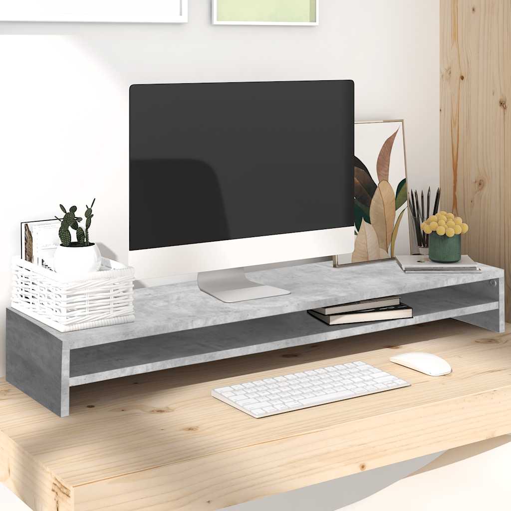 vidaXL Podstawka pod monitor, betonowy szary, 100x24x13 cm