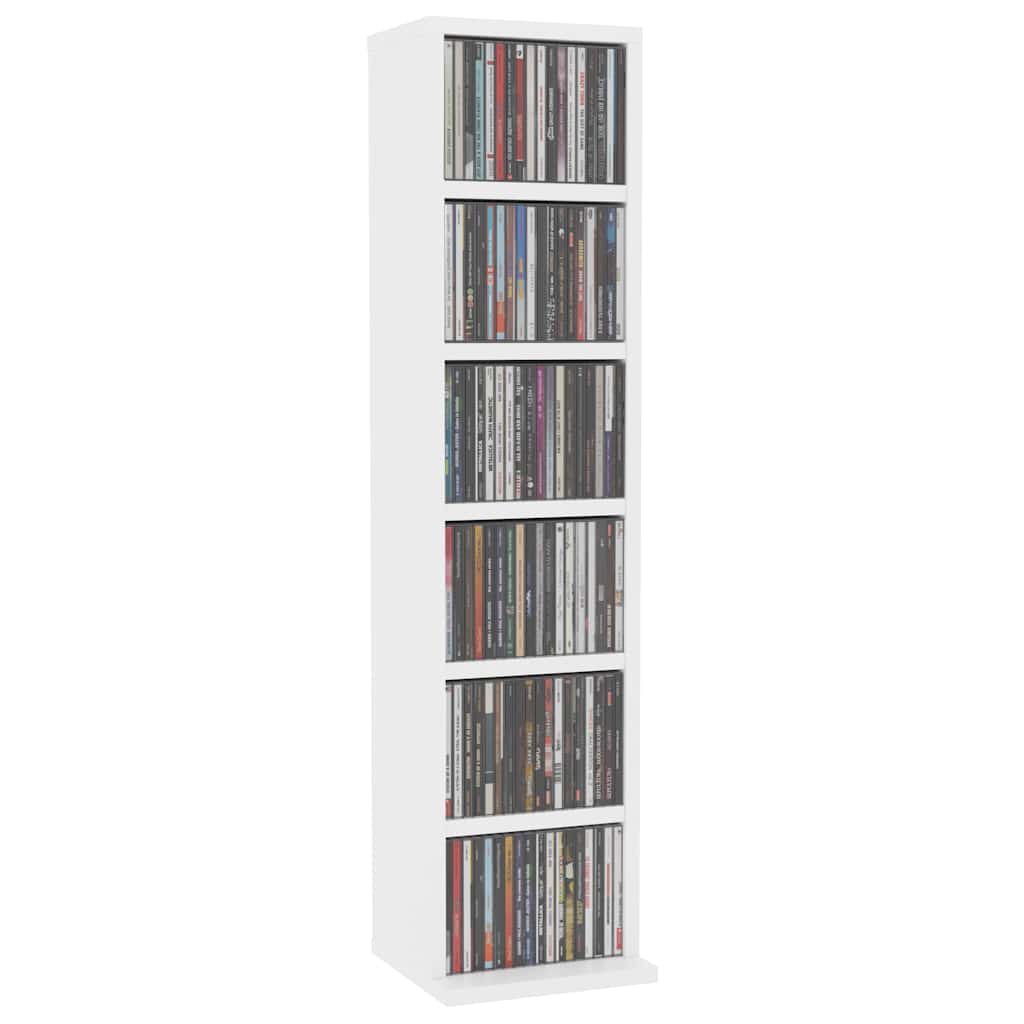 vidaXL Szafka na CD, biała, 21x20x88 cm, materiał drewnopochodny