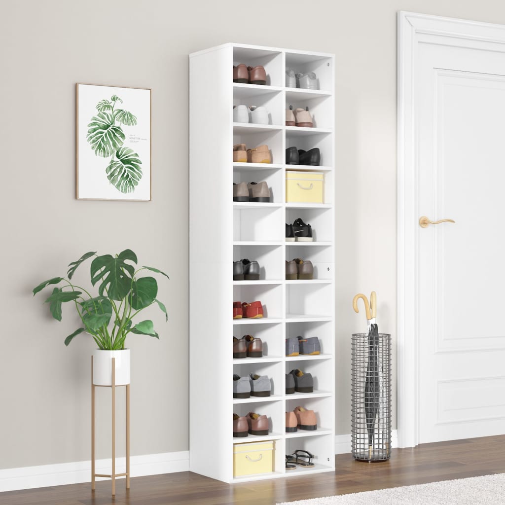 vidaXL Szafka na buty, biała, 54x34x183 cm, materiał drewnopochodny