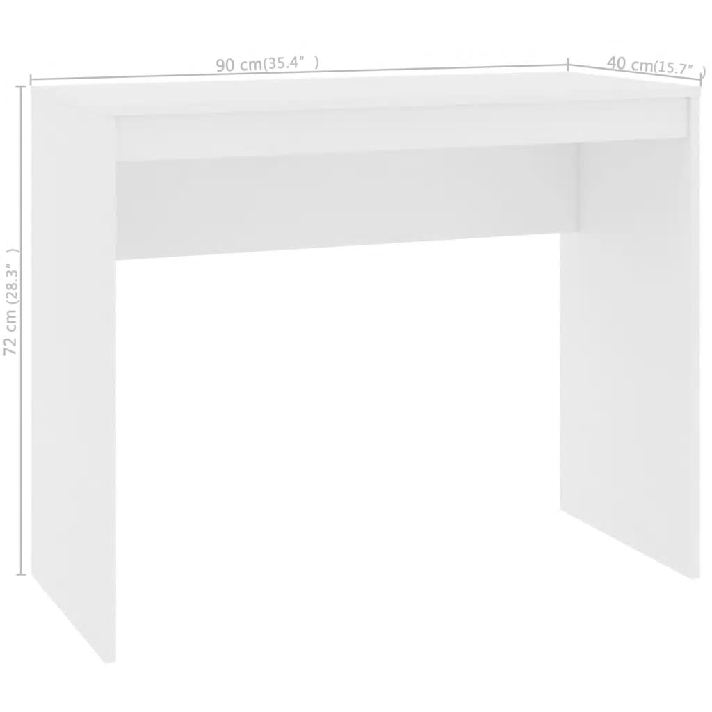 vidaXL Biurko, białe, 90x40x72 cm, materiał drewnopochodny