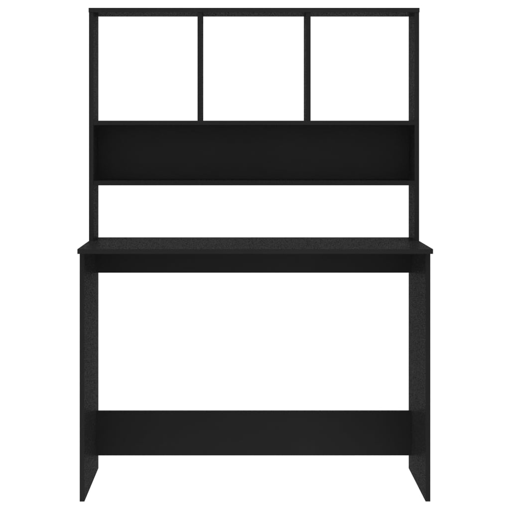 vidaXL Biurko z półkami, czarne 110x45x157 cm, materiał drewnopochodny