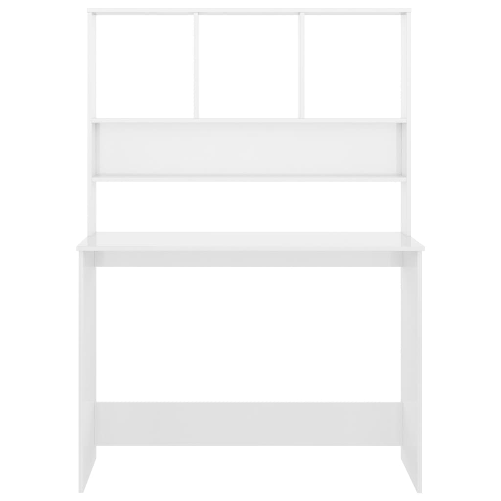 vidaXL Biurko z półkami, białe, 110x45x157 cm, materiał drewnopochodny