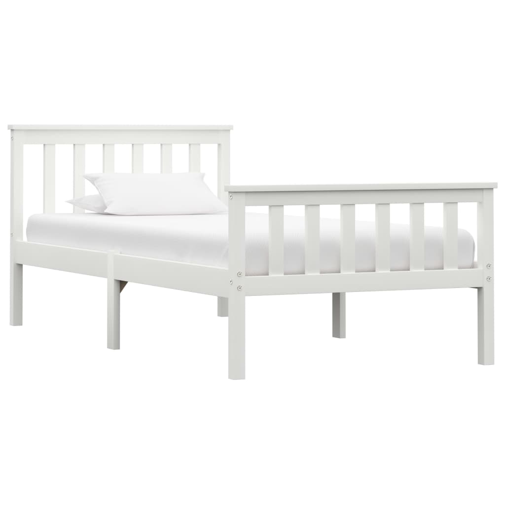 vidaXL Rama łóżka, biała, lite drewno sosnowe, 100 x 200 cm