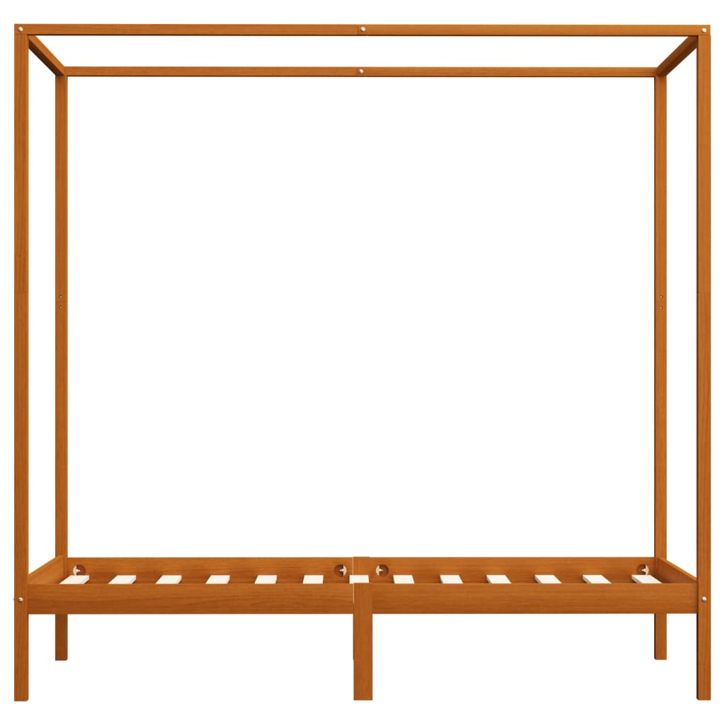 vidaXL Rama łóżka z baldachimem, miodowy brąz, lita sosna, 100x200 cm