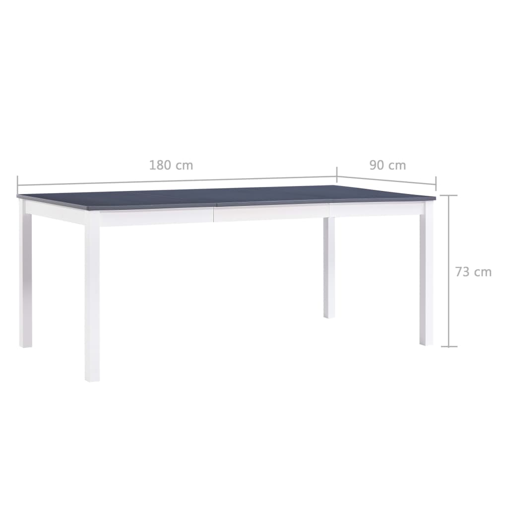 vidaXL Stół do jadalni, biało-szary, 180x90x73 cm, drewno sosnowe
