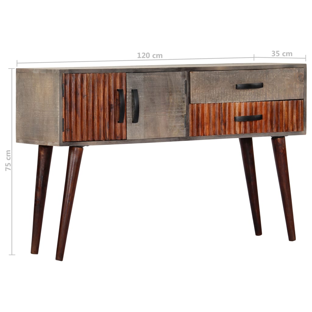 vidaXL Stolik typu konsola, 120x35x75 cm, lite, surowe drewno mango