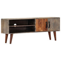 vidaXL Szafka pod TV, szara, 130x30x46 cm, lite surowe drewno mango