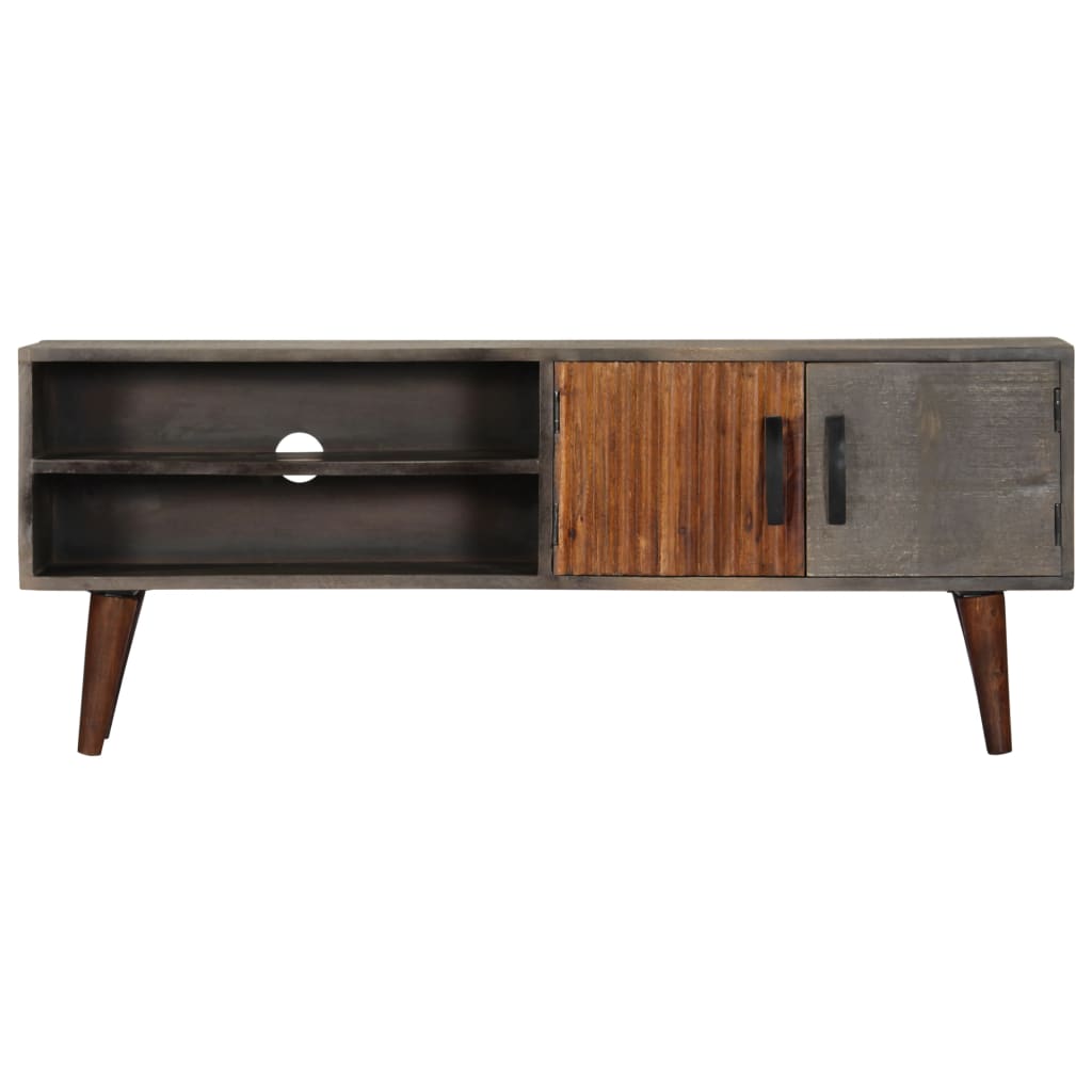 vidaXL Szafka pod TV, szara, 130x30x46 cm, lite surowe drewno mango